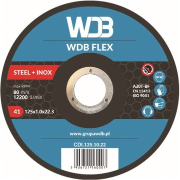 TARCZA CO CIĘCIA METALI STALI INOX 230×2 WDB FLEX TNĄCA PŁASKA Ø 22,3