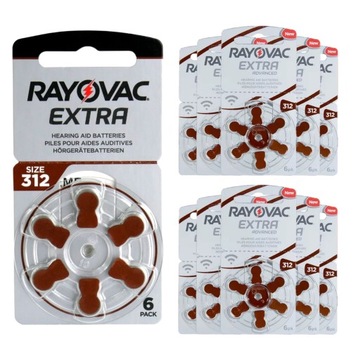 80x Baterie do aparatów słuchowych RAYOVAC 312