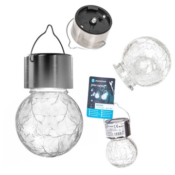 LAMPA SOLARNA OGRODOWA Szklana Kulka zawieszana 5 cm LAMPA WISZĄCA LAMPION