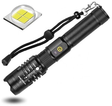 МОЩНЫЙ ТАКТИЧЕСКИЙ ФОНАРЬ СВЕТОДИОДНЫЙ POWERBANK USB ZOOM Водонепроницаемый МЕТАЛЛИЧЕСКИЙ КОРПУС