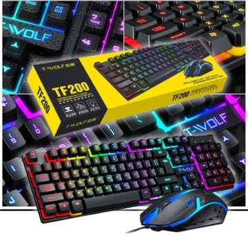 Gamingowa klawiatura dla gracza membranowa podświetlane przyciski + mysz