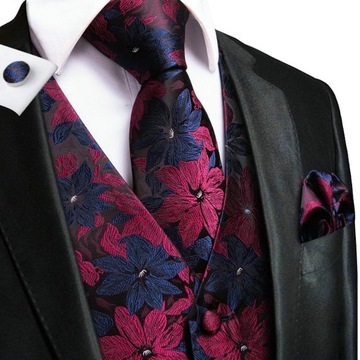 XL Kamizelka Krawat elegancka do garnituru BORDOWA