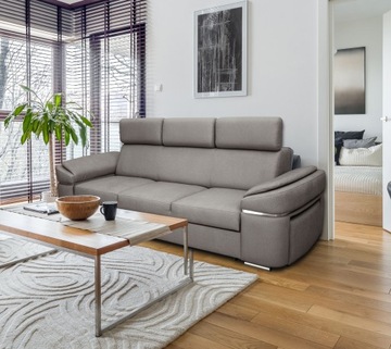 Sofa z podnóżkiem funkcja spania, ruchome zagłówki