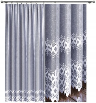 Firana wzór 628d109 rozm. 300x250cm (z obszyciem)