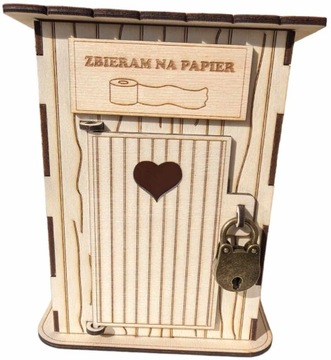 ZABAWNA DREWNIANA SKARBONKA TOALETA WYCHODEK NA TIPY NAPIWKI BAR GRAWER 18