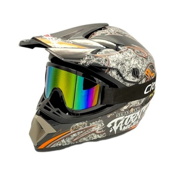 ШЛЕМ CROSS ДЛЯ МОТОЦИКЛА CROSS ENDURO QUAD ATV + ПЕРЧАТКИ + КОМПЛЕКТ ОЧКОВ