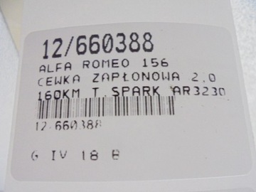 ALFA ROMEO 156 CÍVKA ZAPALOVACÍ 1227030062 2,0 16V