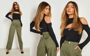 3G0B67 P25 BOOHOO CZARNE BODY CUT OUT SLINKY M