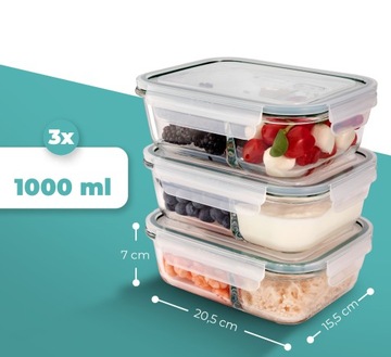 3 НАБОРА СТЕКЛЯННЫХ КОНТЕЙНЕРОВ С ОТДЕЛЕНИЯМИ ДЛЯ ПИЩЕВЫХ ПИЩЕВ CLASSBACH C-FHD