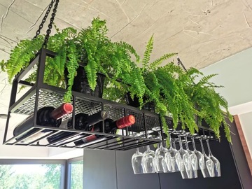 Подвесная полка с держателями для бокалов и вина, 90 см.