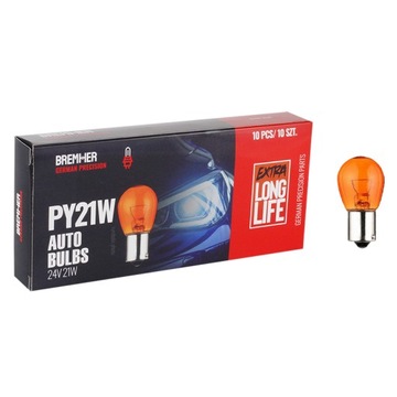 Żarówka Py21W 24V 21W Bau15S Amber Homologacja Kpl. 10Szt.