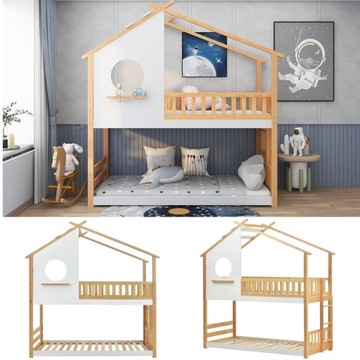ЯРУСНАЯ КРОВАТЬ С ЗАЩИТОЙ от ПАДЕНИЯ И ПОРУЧНЯМИ, БЕЛАЯ 90X200
