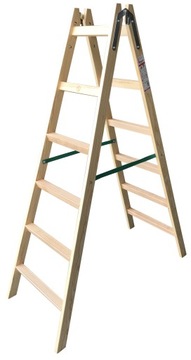 Drewniana Drabina Rozstawna Rozkładana Stabilna 2x6 PREMIUM