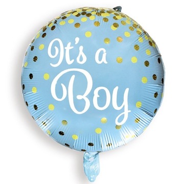 Baby shower Balon it's a boy NIEBIESKI konfetti