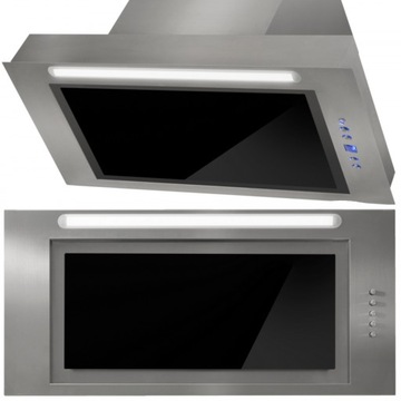 Okap kuchenny do zabudowy 850m3/h Toflesz Lumino 60cm INOX CZARNY SZKŁO LED