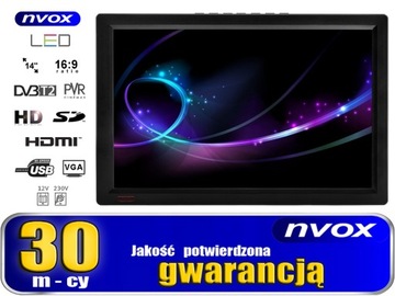 Telewizor przenośny samochodowy turystyczny LED 14
