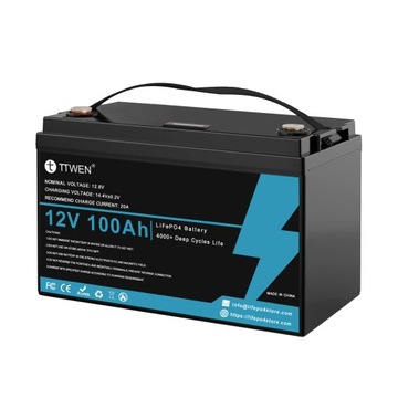 BATERIA LIFEPO4 AKUMULATOR 12V 100A BMS 1280WH ŻYWOTNOŚĆ CYKLU 4000 TTWEN