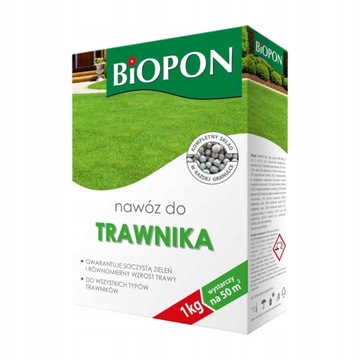 Biopon Nawóz do trawnika GRANULAT 1KG równomierny wzrost soczysta zieleń