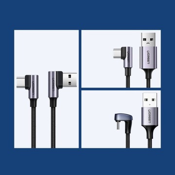 Угловой USB-кабель Ugreen — USB Type C Quick Charge 3.0 QC3.0 3A 2м
