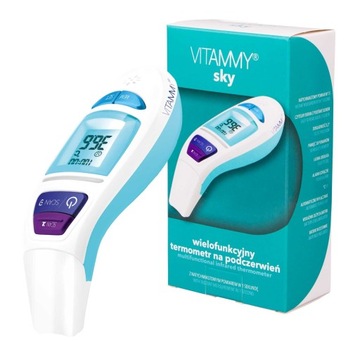 TERMOMETR NA PODCZERWIEŃ VITAMMY SKY 7w1 DO UCHA DO CZOŁA ALARM GORĄCZKI