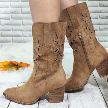 АЖУРНЫЕ ЖЕНСКИЕ БОТИНКИ ИЗ ЭКОЛОГИЧЕСКОЙ ЗАМШИ - размер 39.