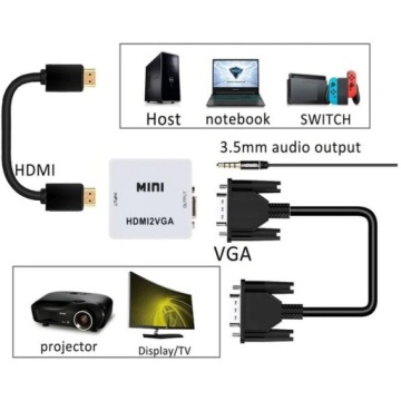 HDV-M630 Адаптер HDMI Переход к VGA DSUB + Audio 3,5 мм стерео мини-JACK