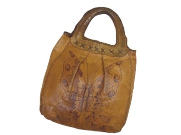 SHOPPERKA SKÓRZANA VINTAGE WYPALANY MOTYL TOREBKA