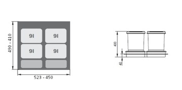 Сортировщик мусорных баков для ящика H-400 60, 4 емкости