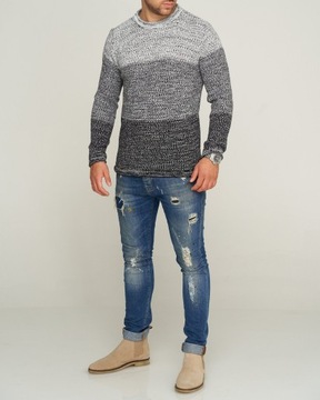 SWETER MĘSKI SWETEREK CIENIOWANY OMBRE - L