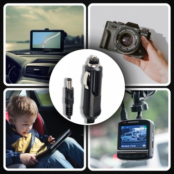 Вилка прикуривателя автомобиля с кабелем 2,1/5,5