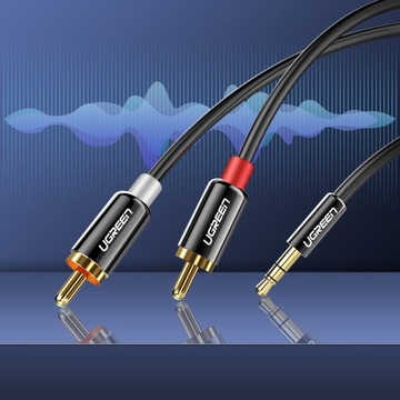 ЗЕЛЕНЫЙ КАБЕЛЬ АУДИОКАБЕЛЬ 3,5 ММ MINI JACK-2RCA 2M