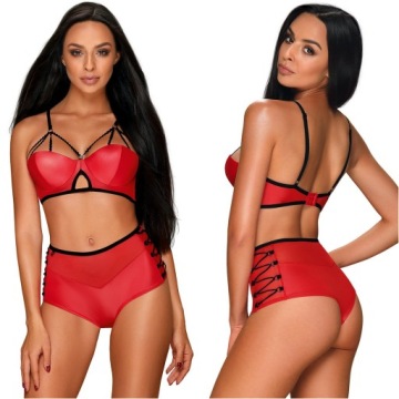 Obsessive Leatheria czerwony komplet bielizny S/M