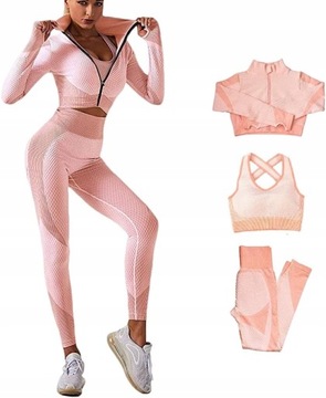 DAMSKI 3-CZĘŚCIOWY DRES FITNESS TRENINGOWY 4XL,S