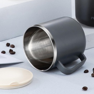 304 Stainless Steel Coffee Mugs Portable Double Wall Metal Drinking Grey