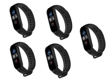 ZESTAW 5x OPASKA PASEK XIAOMI MI BAND 3 4 OPASKA MIBAND ZAMIENNA CZARNE