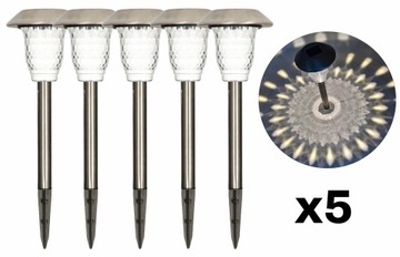 Lampa solarna ogrodowa CRYSTALS wbijana LED srebrna ZESTAW 5 sztuk MK