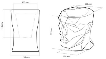 Бетонный цветочный горшок/крышка Apollo head 10см черный