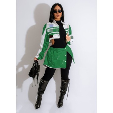 Baseball Varsity Jacket Detachable Two Piece Skirt