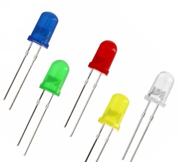 ZESTAW DIODY LED BIAŁE I KOLOROWE DIP 5mm - 100szt