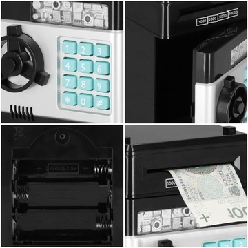 ЭЛЕКТРОННЫЙ АТОМАТ ДЛЯ ДЕТЕЙ БЕЗОПАСНЫЕ БАНКНОТЫ МОНЕТЫ С ПИН-кодом