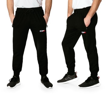 Sportowe Spodnie Dresowe Męskie Dresy Treningowe ze Ściągaczem 5497-1 r XL