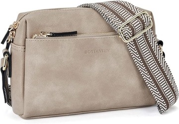 Torebka crossbody na ramię z szerokim paskiem BOSTANTEN szary
