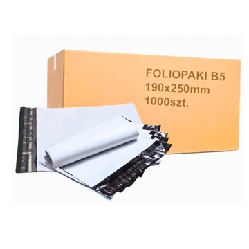 FOLIOPAKI KURIERSKIE 190x250 Koperty Foliowe B5 Foliopak 1000 szt