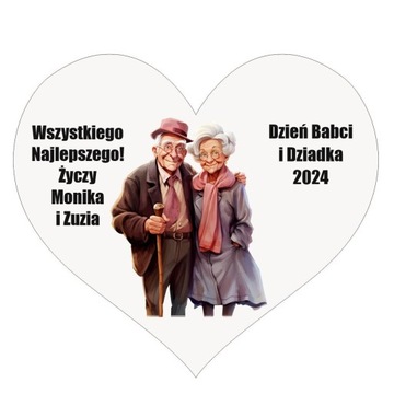 Dzień Babci i Dziadka serce magnes prezent upominek personalizowany imie