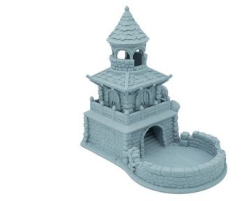 Kamienna chatka duża wieża do kości - Dice Tower Szary jasny