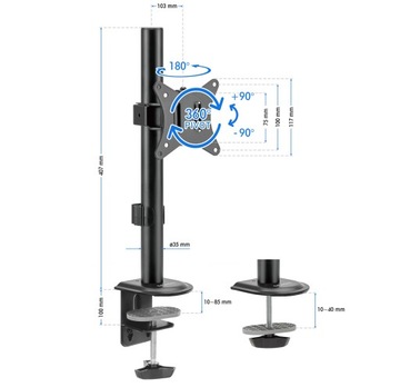 Uchwyt biurkowy do monitora Podstawa Ramię na monitor 17