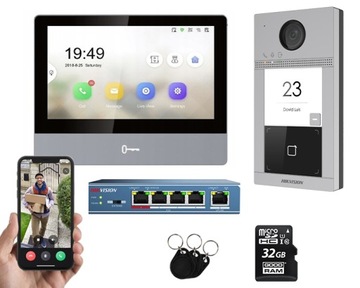 ZESTAW WIDEODOMOFONOWY IP WIFI KARTA BRELOK APKA