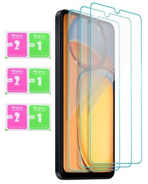 3x SZKŁO HARTOWANE do Xiaomi Redmi 13C I POCO C65 SZYBKA 9H Zestaw 3 sztuk