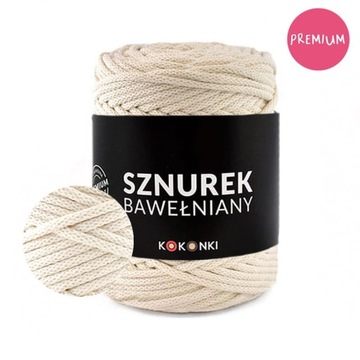 PREMIUM sznurek do makramy 5mm / 100m / krem