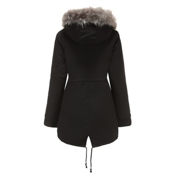 Dámsky kabát čierny klasický s kapucňou nič veľkosť 3XL